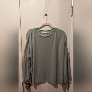 Mustard Seed light sage long sleeve blouse, size small
